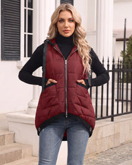 Lightweight Hooded Quilted Longline Vest
