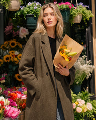 Long Double-Breasted Notched-Lapel Coat