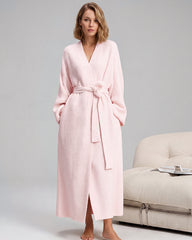 Long Plush Fleece Robe with Pockets