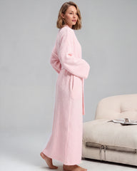 Long Plush Fleece Robe with Pockets