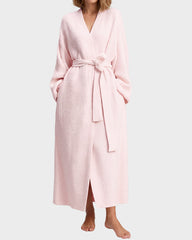 Long Plush Fleece Robe with Pockets
