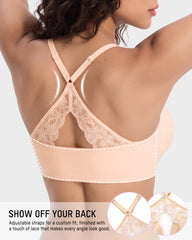 Magnetic Front-Closure Lace Racerback Bra