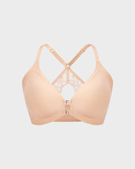 Magnetic Front-Closure Lace Racerback Bra