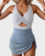 Mesh Cutout Tummy Control One-Piece Swimdress