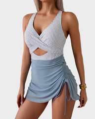 Mesh Cutout Tummy Control One-Piece Swimdress