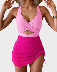 Mesh Cutout Tummy Control One-Piece Swimdress