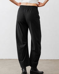 Mid-Rise Barrel Pants with Elastic Back Waist