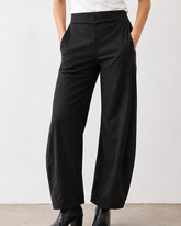 Mid-Rise Barrel Pants with Elastic Back Waist