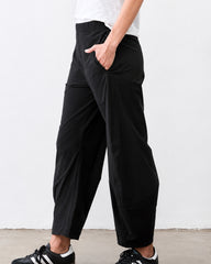 Mid-Rise Barrel Pants with Elastic Back Waist