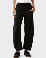 Mid-Rise Barrel Pants with Elastic Back Waist