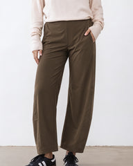 Mid-Rise Barrel Pants with Elastic Back Waist