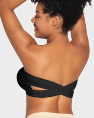 Non-Slip Crossover Side Hook Bandeau Bra