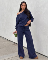 Off-Shoulder Wide-Leg 2-Piece Sweatsuit