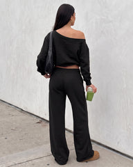 Off-Shoulder Wide-Leg 2-Piece Sweatsuit