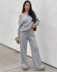 Off-Shoulder Wide-Leg 2-Piece Sweatsuit