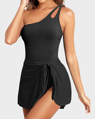 One-Shoulder Tummy Control Swim Dress