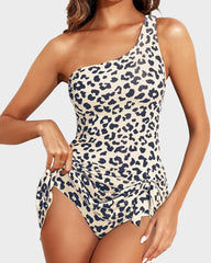 One Shoulder Skirted One Piece Swimsuit