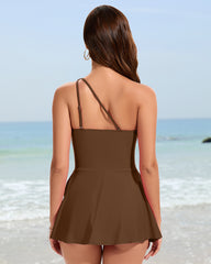 One Shoulder Skirted One Piece Swimsuit