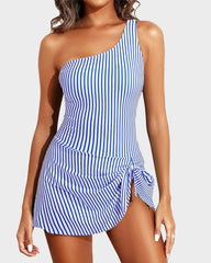 One Shoulder Skirted One Piece Swimsuit