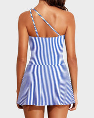One Shoulder Skirted One Piece Swimsuit
