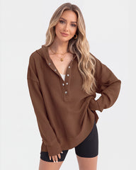 Oversized Collared Ribbed Sweatshirt