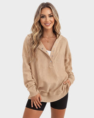 Oversized Collared Ribbed Sweatshirt