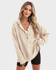 Oversized Collared Ribbed Sweatshirt
