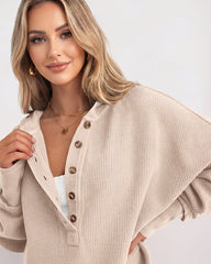 Oversized Collared Ribbed Sweatshirt