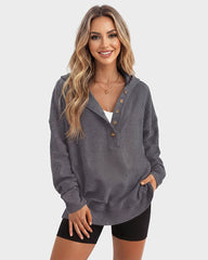Oversized Collared Ribbed Sweatshirt