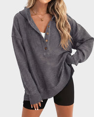 Oversized Collared Ribbed Sweatshirt