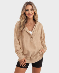 Oversized Collared Ribbed Sweatshirt