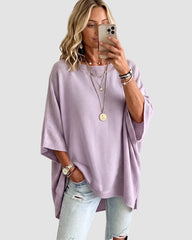 Oversized Crewneck Batwing-Sleeve Knit Sweater