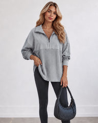 Oversized Half-Zip Waffle-Knit Pullover