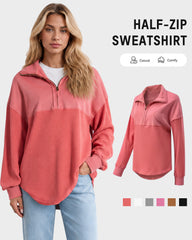 Oversized Half-Zip Waffle-Knit Pullover
