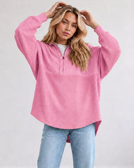 Oversized Half-Zip Waffle-Knit Pullover
