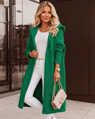 Oversized Hooded Longline Knit Cardigan with Pockets