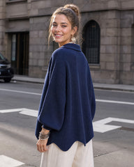 Oversized Ribbed Knit Cardigan with Gold-Tone Buttons
