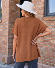 Oversized Ribbed Knit Side-Slit Sweater Top