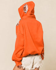Oversized Sequin Football Half-Zip Game Day Hoodie