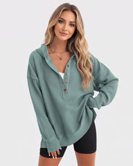 Oversized Collared Ribbed Sweatshirt
