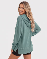 Oversized Collared Ribbed Sweatshirt