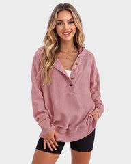Oversized Collared Ribbed Sweatshirt