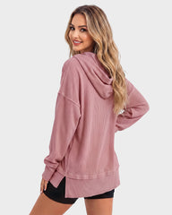 Oversized Collared Ribbed Sweatshirt