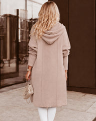 Oversized Hooded Longline Knit Cardigan with Pockets