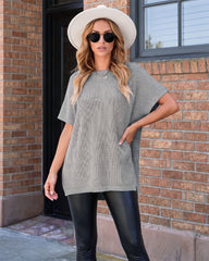 Oversized Ribbed Knit Side-Slit Sweater Top
