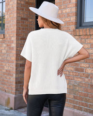 Oversized Ribbed Knit Side-Slit Sweater Top