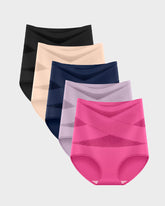 Plus-Size High-Waist Cross Tummy Control Panties (5 Pack)