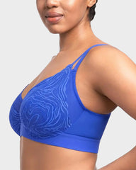 Plus Size Lace Mesh Full-Coverage Underwire Bra