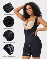 PowerMesh Double-Layer Open Bust Full Body Shaper