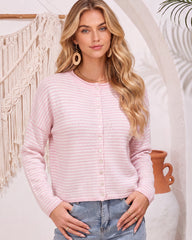 Relaxed Striped Button-Front Knit Cardigan